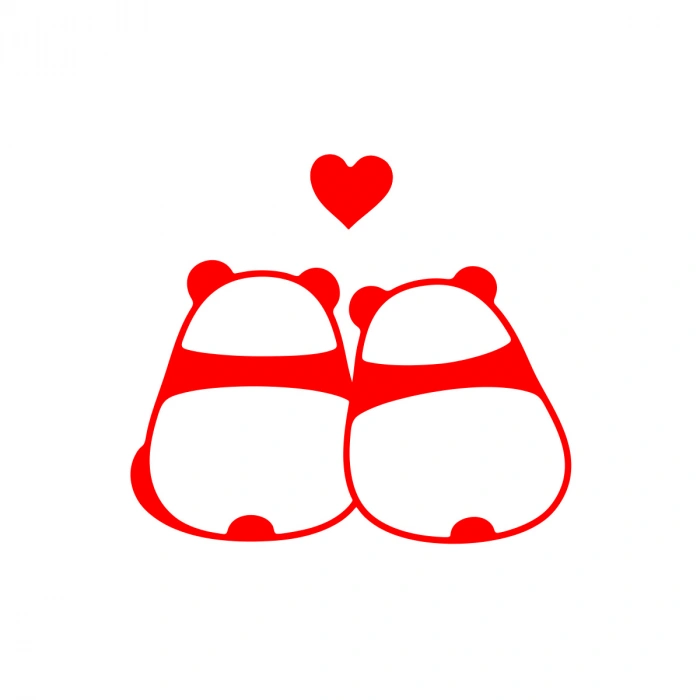 Panda Çifti Araba Sticker 17x17 Cm Kırmızı