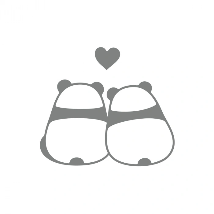 Panda Çifti Araba Sticker 17x17 Cm Gri