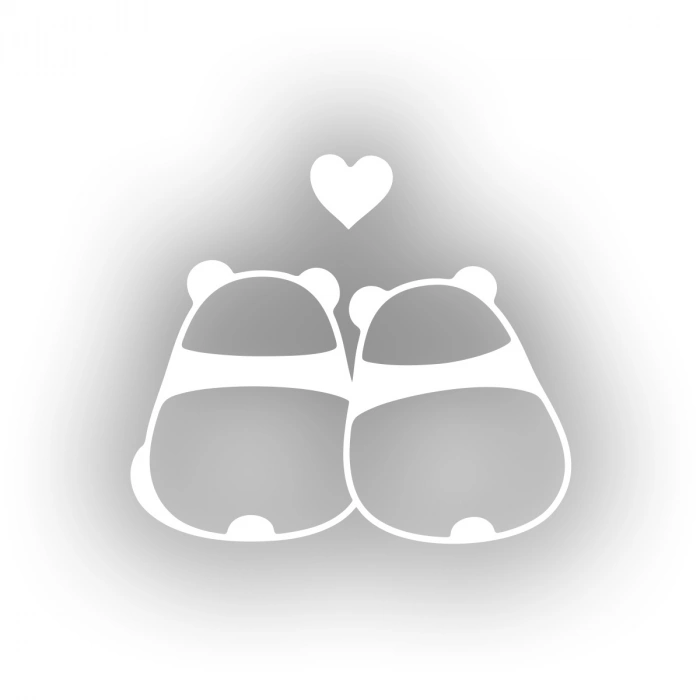 Panda Çifti Araba Sticker 17x17 Cm Beyaz