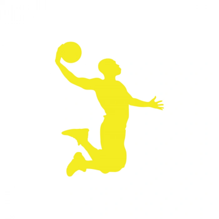 Basketbol Oynayan Adam Araba Sticker 17x17 Cm Sarı