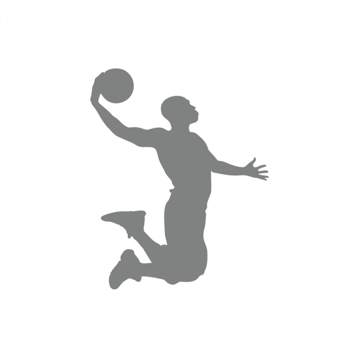 Basketbol Oynayan Adam Araba Sticker 17x17 Cm Gri