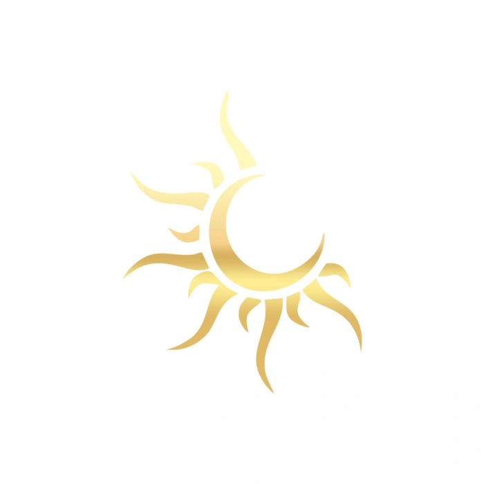 Güneş Ay Araba Sticker 17x17 Cm Gold