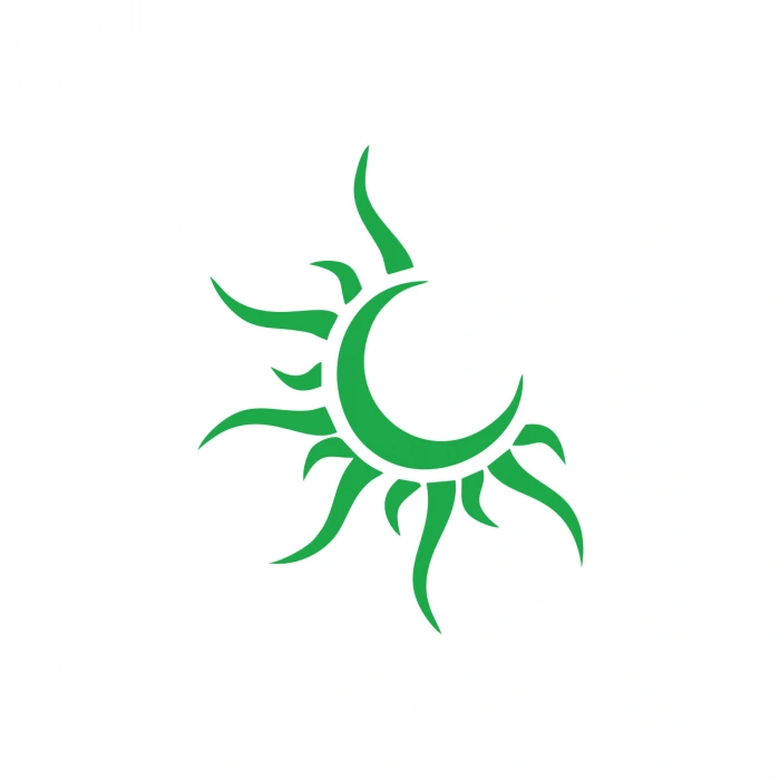 Güneş Ay Araba Sticker 17x17 Cm Yeşil