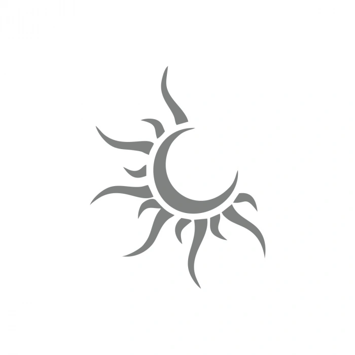 Güneş Ay Araba Sticker 17x17 Cm Gri