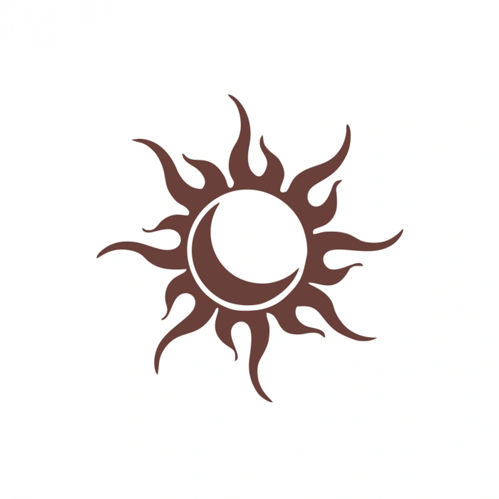 Güneş Ay Araba Sticker 17x17 Cm Kahverengi