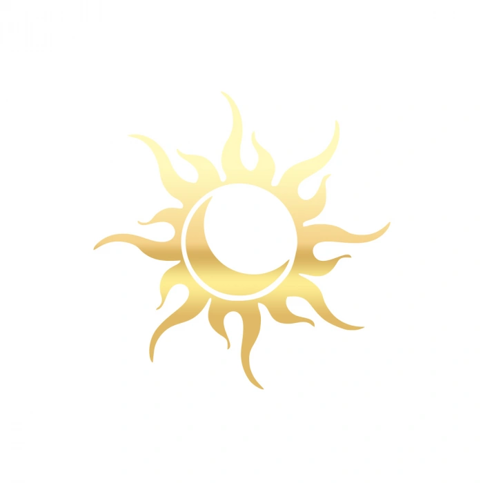 Güneş Ay Araba Sticker 17x17 Cm Gold