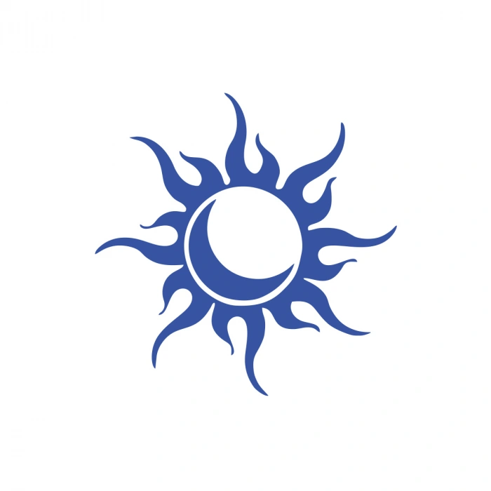 Güneş Ay Araba Sticker 17x17 Cm Mavi