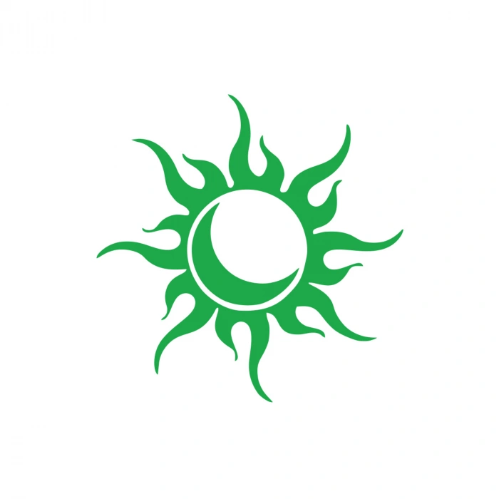 Güneş Ay Araba Sticker 17x17 Cm Yeşil