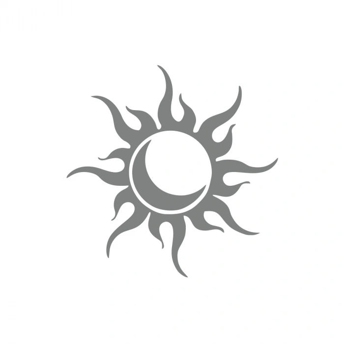 Güneş Ay Araba Sticker 17x17 Cm Gri