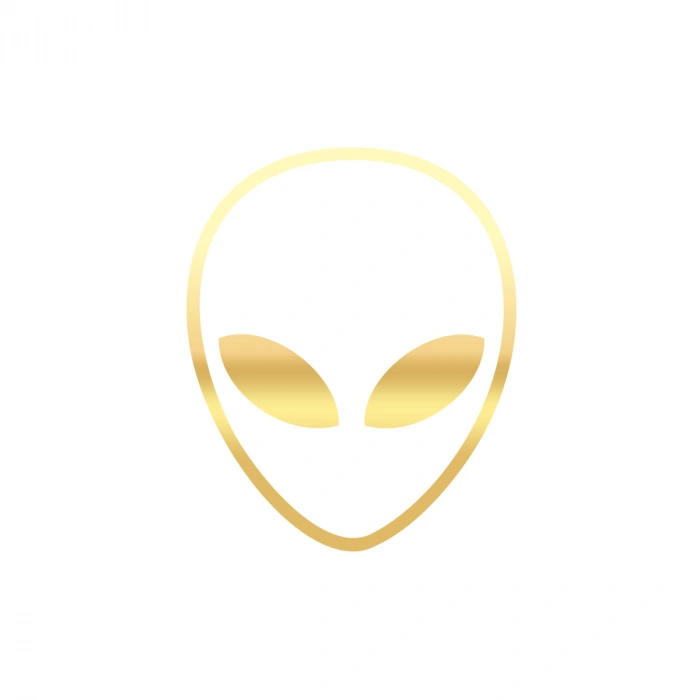 Uzaylı Kafası Araba Sticker 17x17 Cm Gold