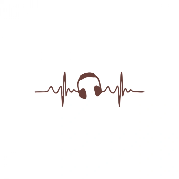 Kalp Atışı Kulaklık Araba Sticker 17x17 Cm Kahverengi