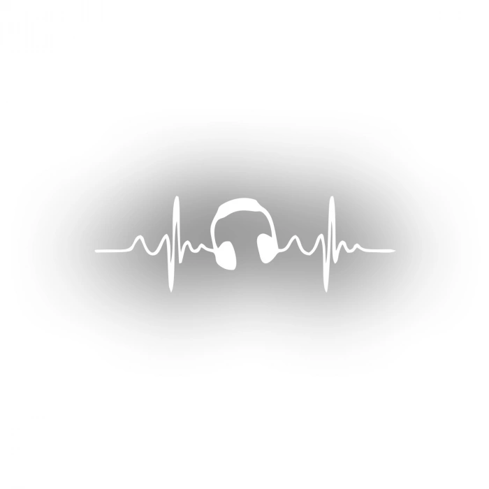 Kalp Atışı Kulaklık Araba Sticker 17x17 Cm Beyaz