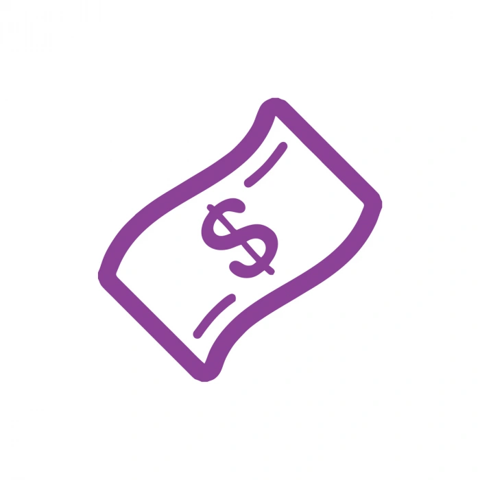 Dolar Banknot Araba Sticker 17x17 Cm Mor