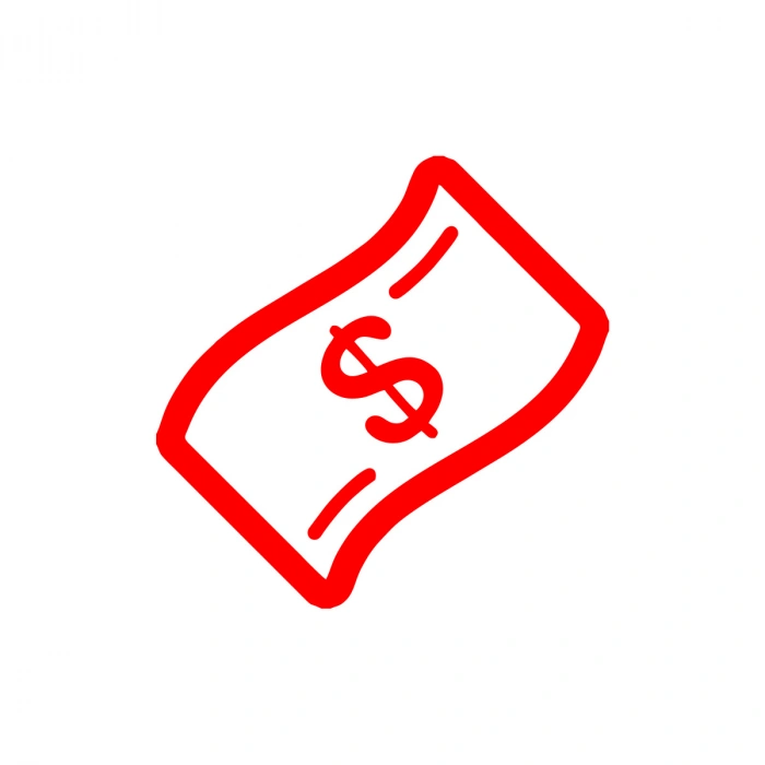 Dolar Banknot Araba Sticker 17x17 Cm Kırmızı