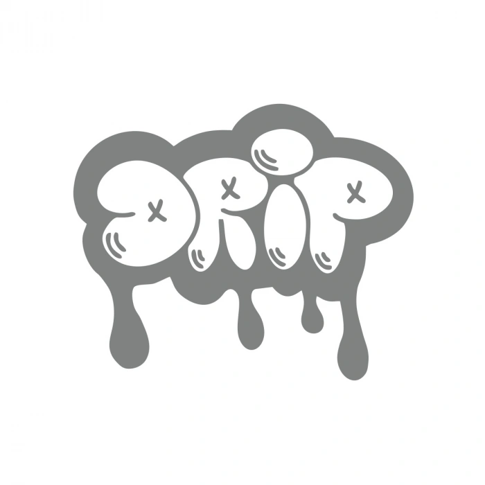 Graffiti Drip Araba Sticker 17x17 Cm Gri