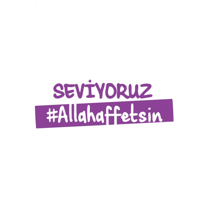 Seviyoruz Allah Affetsin Araba Sticker 17x17 Cm Mor
