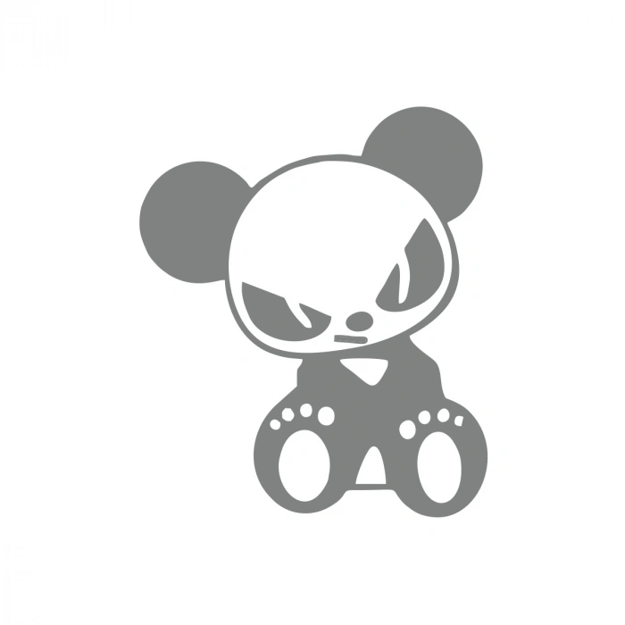 Kızgın Panda Araba Sticker 17x17 Cm Gri