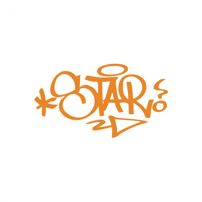 Graffiti Star Araba Sticker 17x17 Cm Turuncu