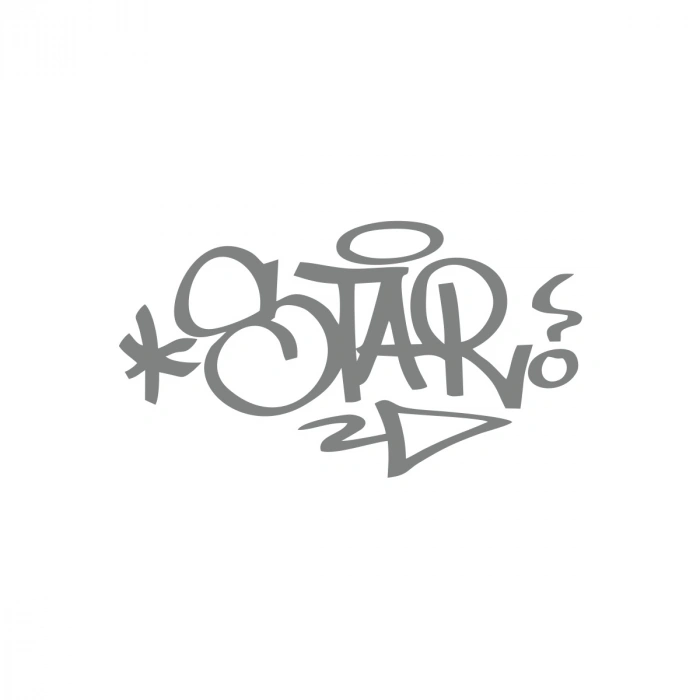 Graffiti Star Araba Sticker 17x17 Cm Gri