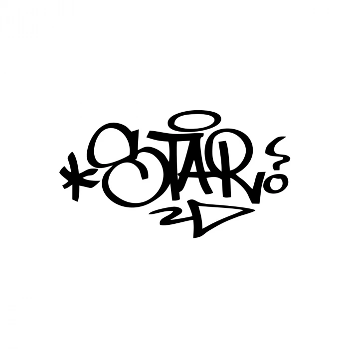 Graffiti Star Araba Sticker 17x17 Cm Siyah