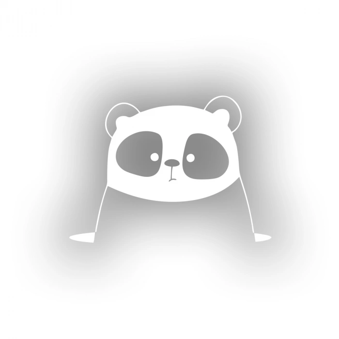 Panda Araba Sticker 17x17 Cm Beyaz