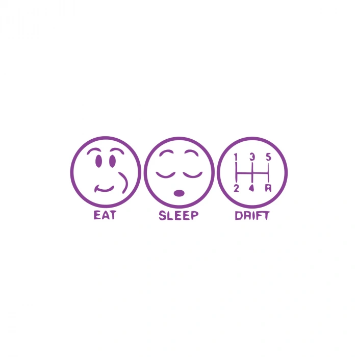 Eat Sleep Drift Araba Sticker 17x17 Cm Mor