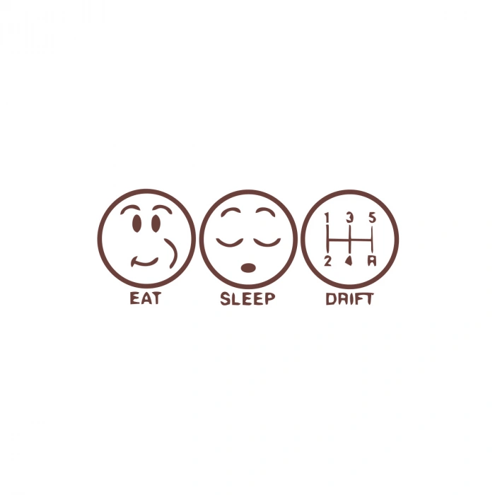 Eat Sleep Drift Araba Sticker 17x17 Cm Kahverengi