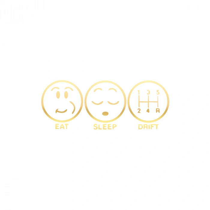 Eat Sleep Drift Araba Sticker 17x17 Cm Gold