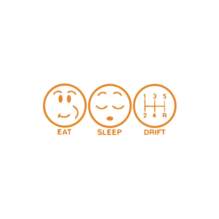 Eat Sleep Drift Araba Sticker 17x17 Cm Turuncu