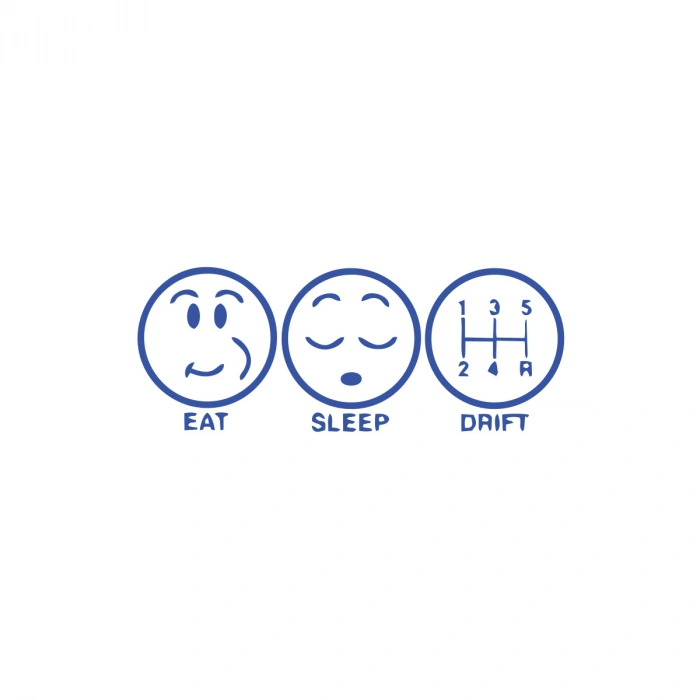 Eat Sleep Drift Araba Sticker 17x17 Cm Mavi