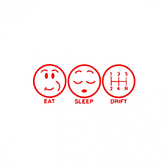 Eat Sleep Drift Araba Sticker 17x17 Cm Kırmızı