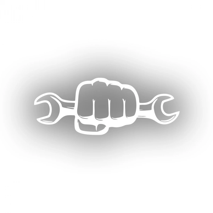 İngiliz Anahtarı Araba Sticker 17x17 Cm Beyaz