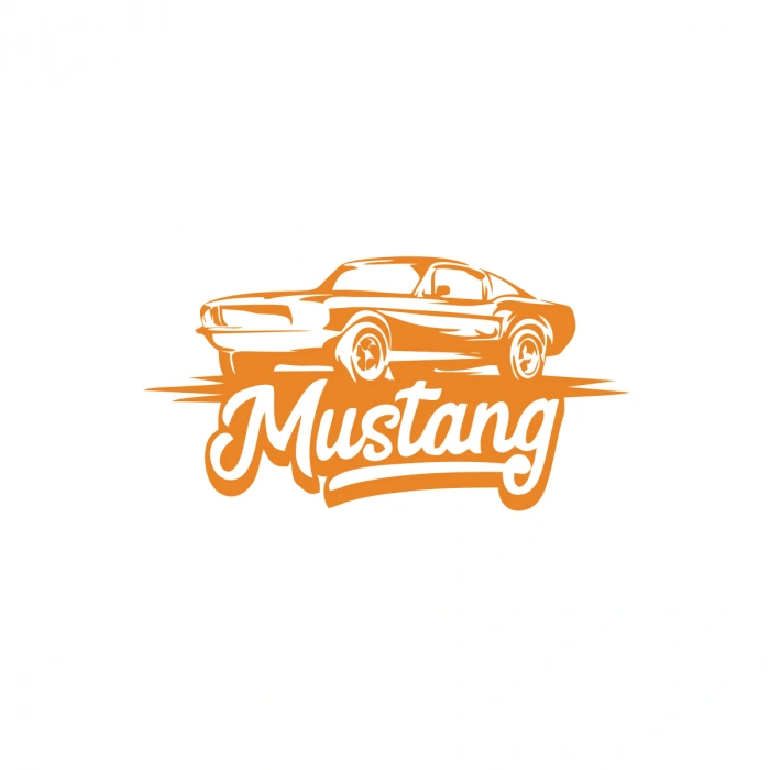 Mustang Araba Silüet Sticker 17x17 Cm Turuncu