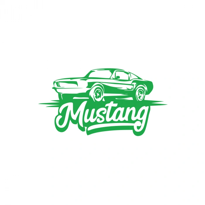 Mustang Araba Silüet Sticker 17x17 Cm Yeşil