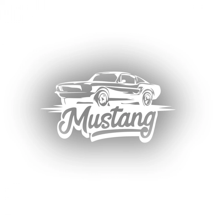 Mustang Araba Silüet Sticker 17x17 Cm Beyaz