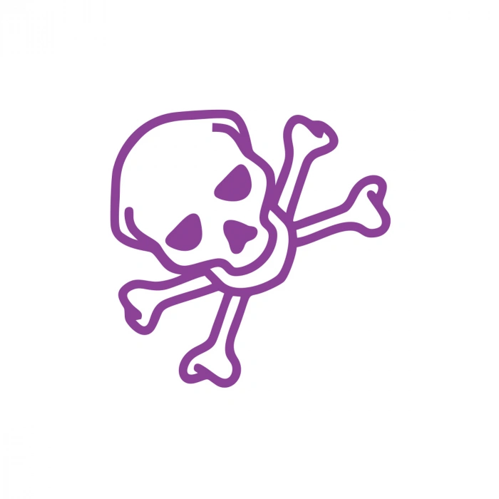 İskelet Kafası Araba Sticker 17x17 Cm Mor