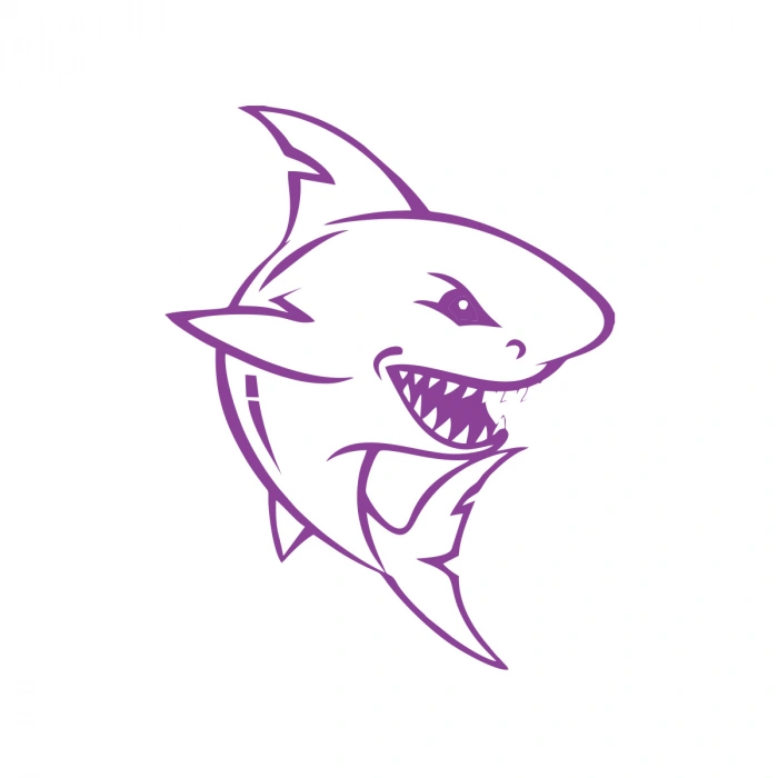 Köpek Balığı Araba Sticker 17x17 Cm Mor