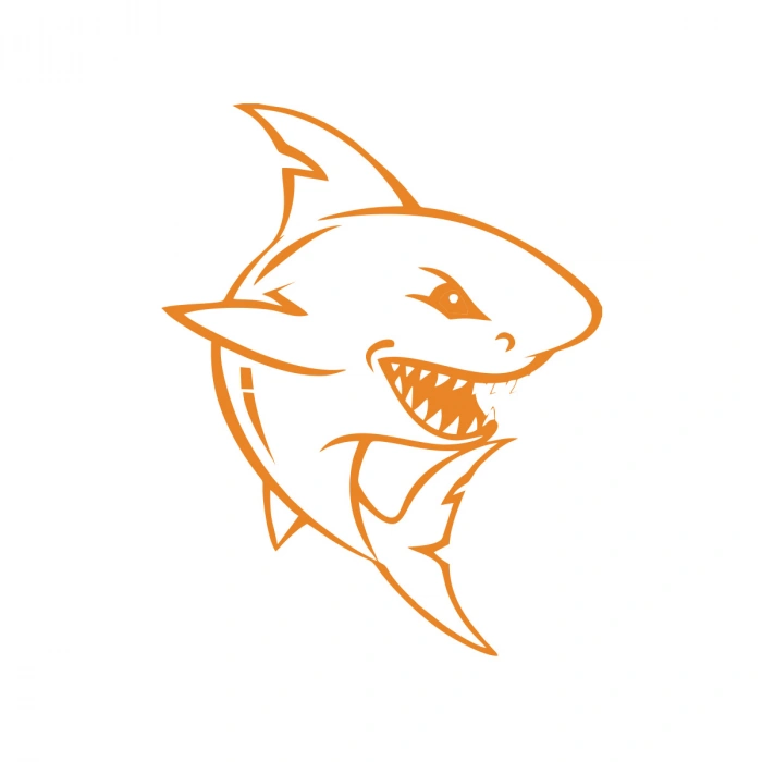 Köpek Balığı Araba Sticker 17x17 Cm Turuncu