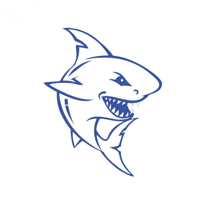 Köpek Balığı Araba Sticker 17x17 Cm Mavi