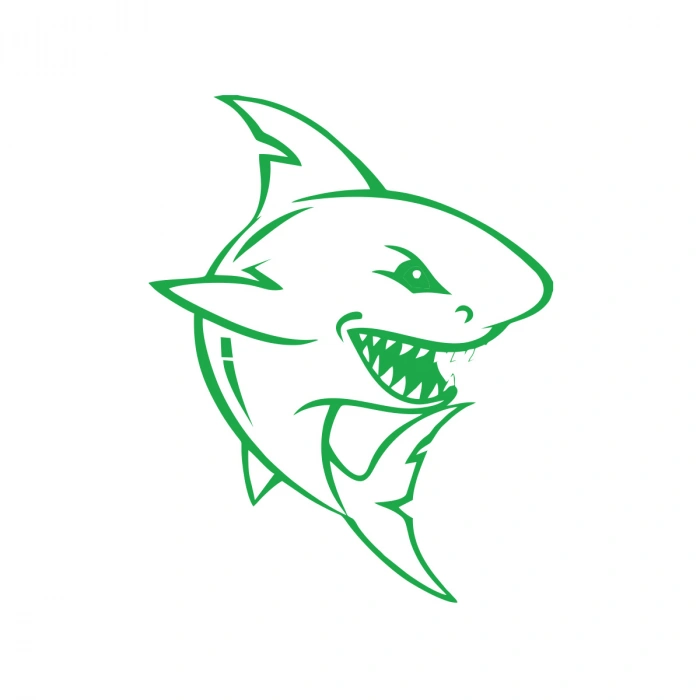 Köpek Balığı Araba Sticker 17x17 Cm Yeşil
