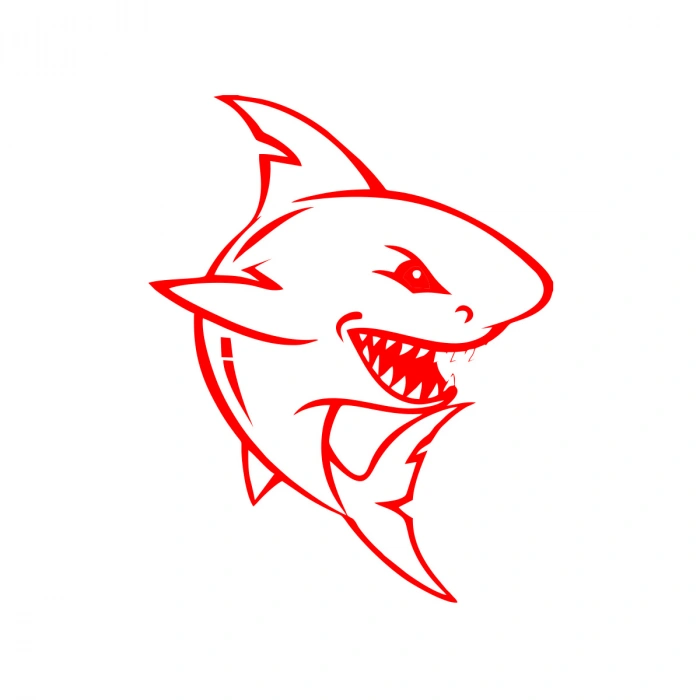 Köpek Balığı Araba Sticker 17x17 Cm Kırmızı