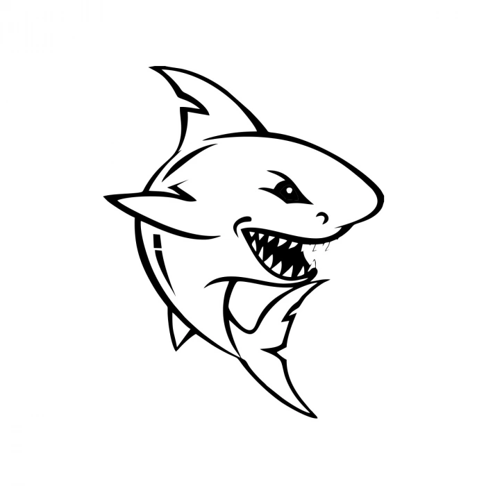 Köpek Balığı Araba Sticker 17x17 Cm Siyah