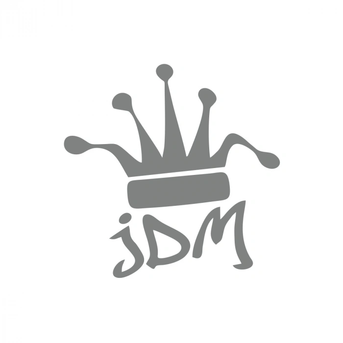 JDM Kral Tacı Araba Sticker 17x17 Cm Gri