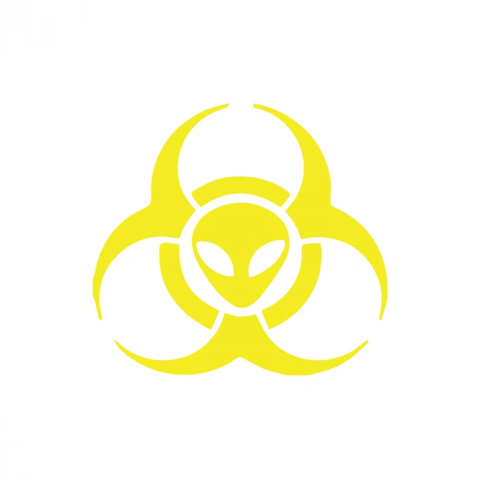 Biyolojik Uzaylı Tehlike Araba Sticker 17x17 Cm Sarı