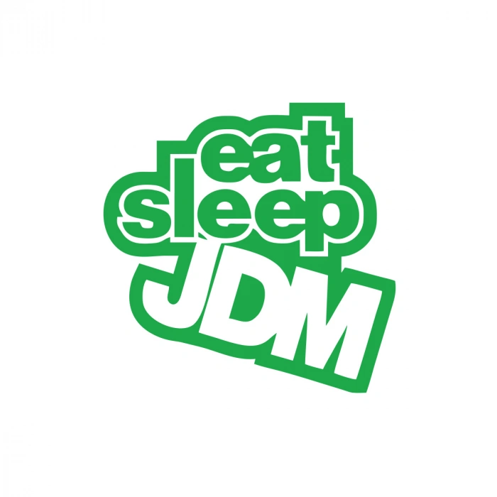 Eat Sleep Jdm Araba Sticker 17x17 Cm Yeşil