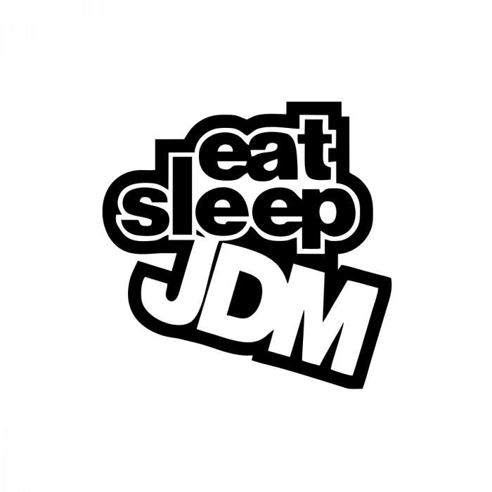 Eat Sleep Jdm Araba Sticker 17x17 Cm Siyah