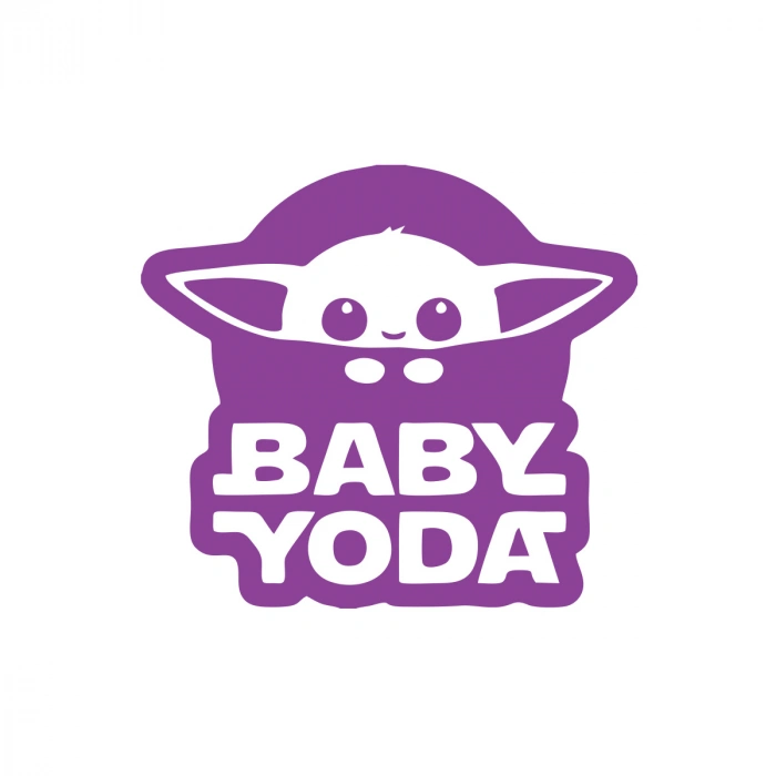 Baby Yoda Araba Stickeri 17x17 Cm Mor