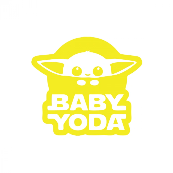 Baby Yoda Araba Stickeri 17x17 Cm Sarı
