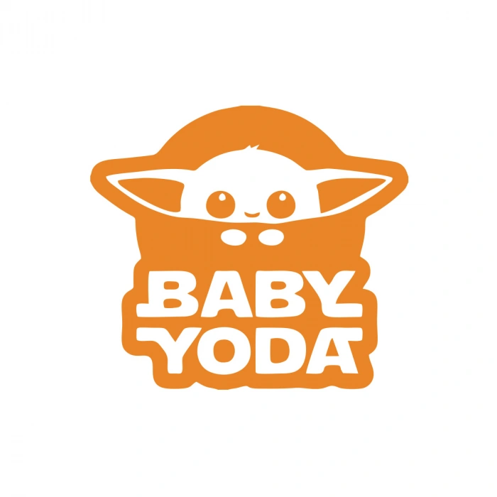 Baby Yoda Araba Stickeri 17x17 Cm Turuncu