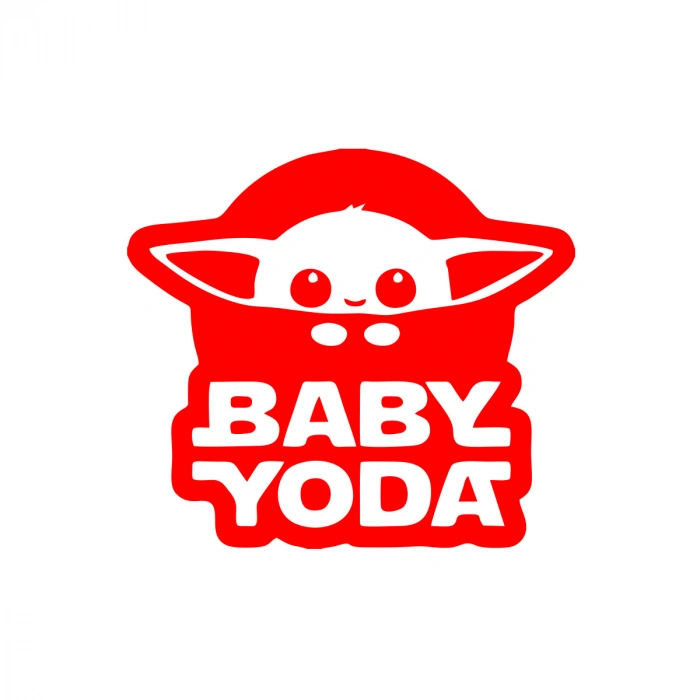 Baby Yoda Araba Stickeri 17x17 Cm Kırmızı